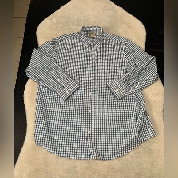 Duluth Trading Co Mens Blue White Button Down Shirt Size‎ 2XL Standard Fit Top - Picture 1 of 6